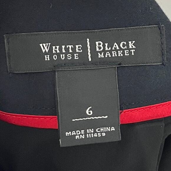 White House Black Market Women Pencil Skirt 6 Polka Dot Print Black White Tiered - Picture 6 of 7